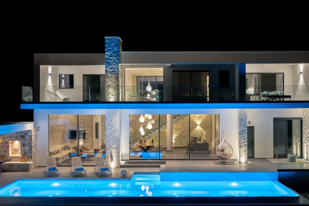 Beautiful Night Lights 4 Koa Spa Villa, Peloponnese, Greece