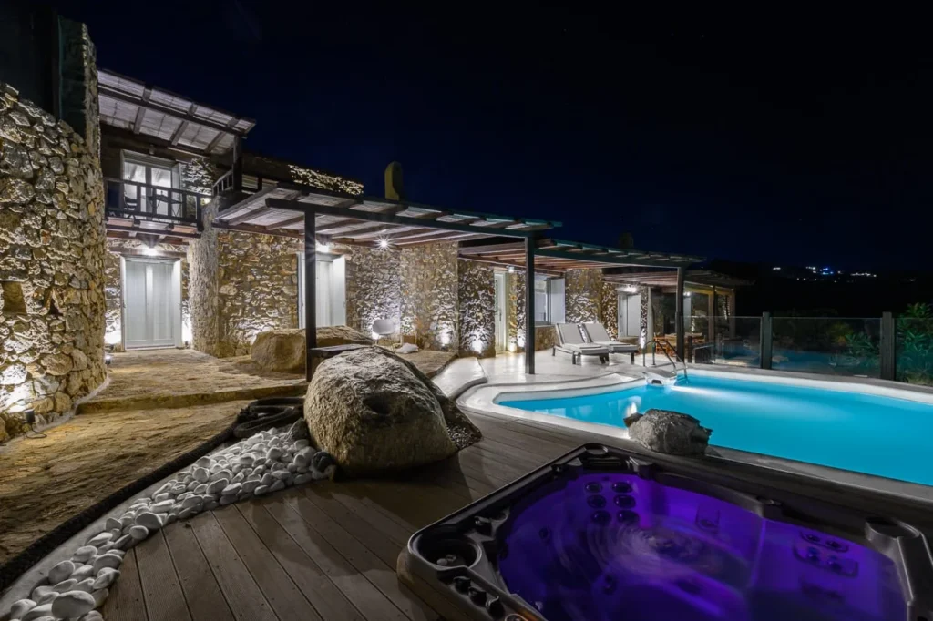 Beautiful Night Lights 5 Beyond Mykonos Villas, Greece