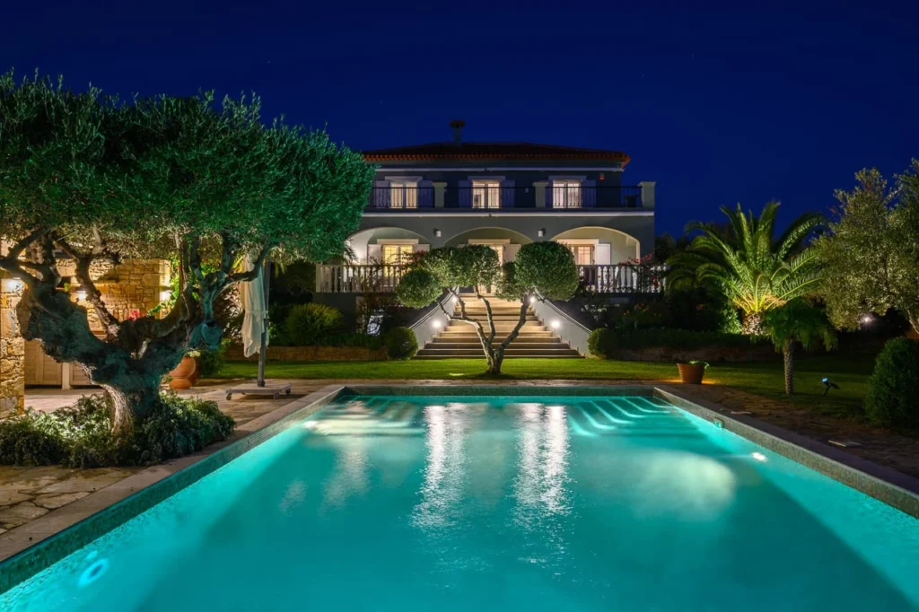 Beautiful Night Lights 3 Villa Magna Mare, Peloponnesus, Greece