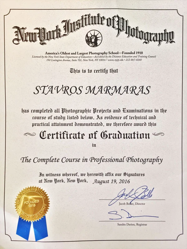 New York Institute of Photography Certificate