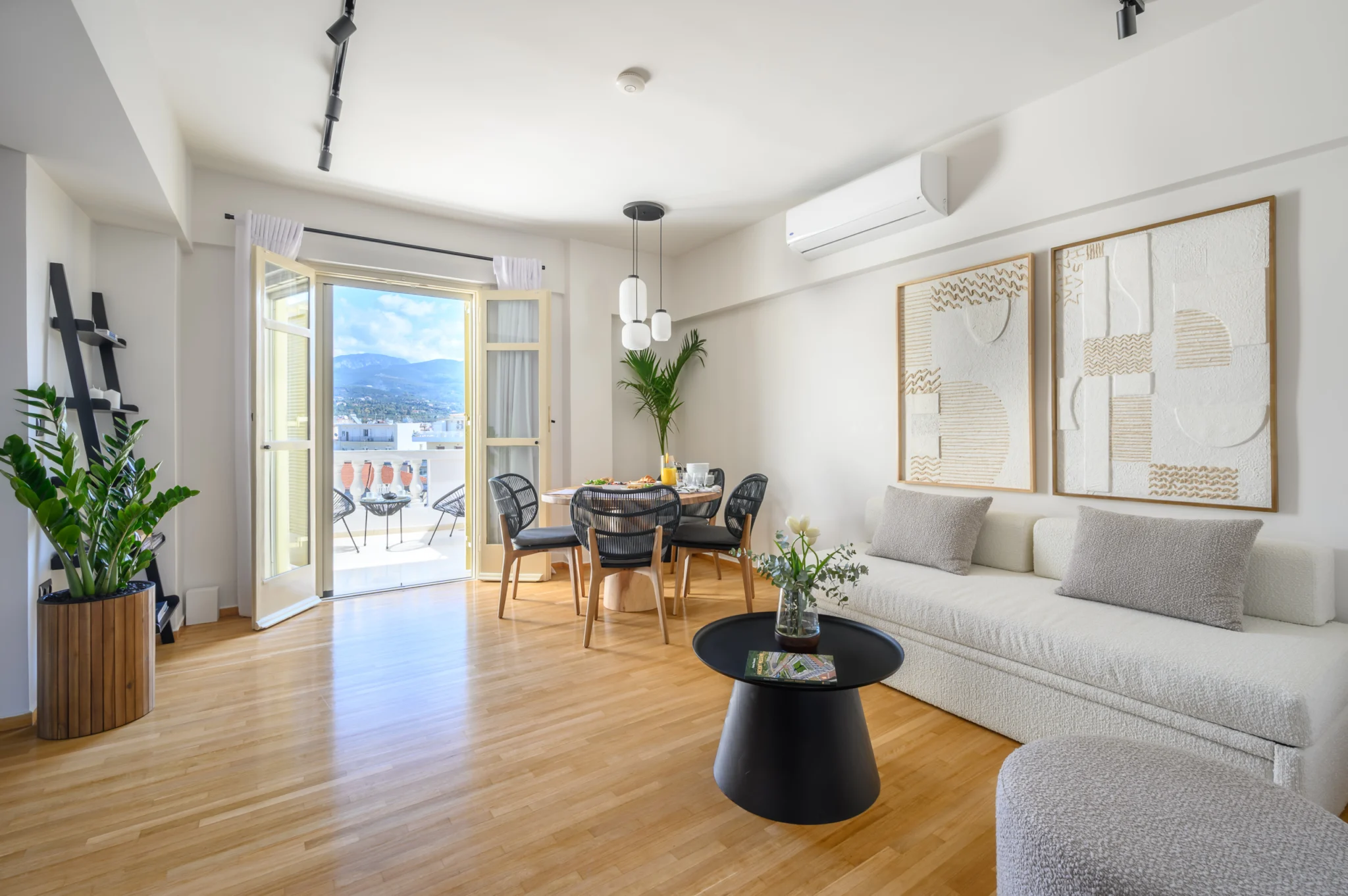 Penthouse Apartment in Kalamata – Residential Photography in Greece 14 Living and dining room interior at a penthouse apartment in Kalamata, Greece